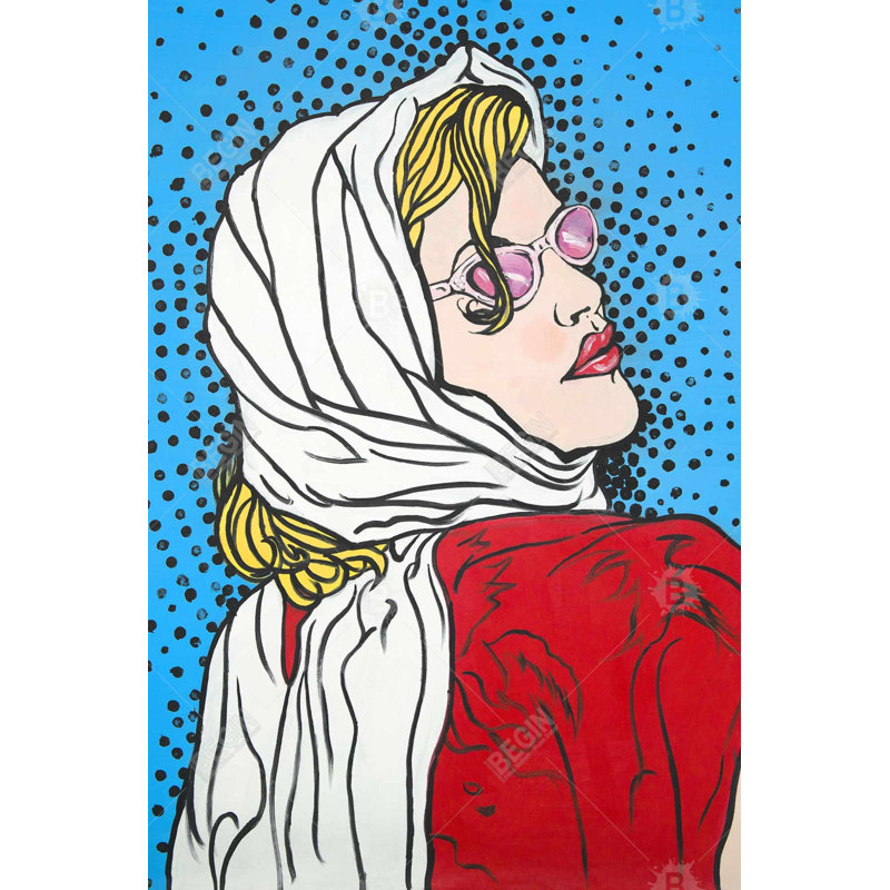 Pop art femme | Toile de chambre à coucher pour la décoration intérieure, Toile tendue, H 24 po x l 36 po