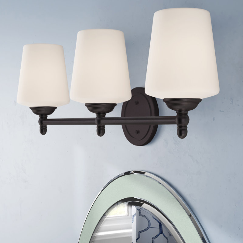 Barre d'éclairage de salle de bain 3 lumières à intensité variable Aghaboy, Bronze huilé