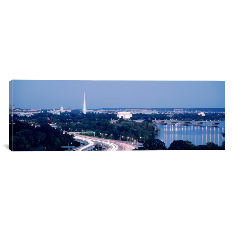 Evening Washington DC - Reproduction de photo panoramique non encadrée, H 20 po x l 60 po x P 1,5 po, Toile tendue