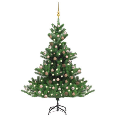 Christmas Tree Nordmann Fir Artificial Xmas Tree with LED and Ball Set