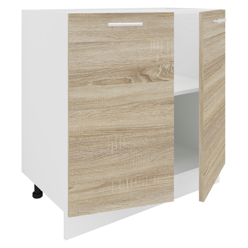 Sanira 82Cm H x 46Cm D Manufactured Wood Standard Base Cabinet, 82cm H x 80cm W x 46cm D, White/Sonoma oak