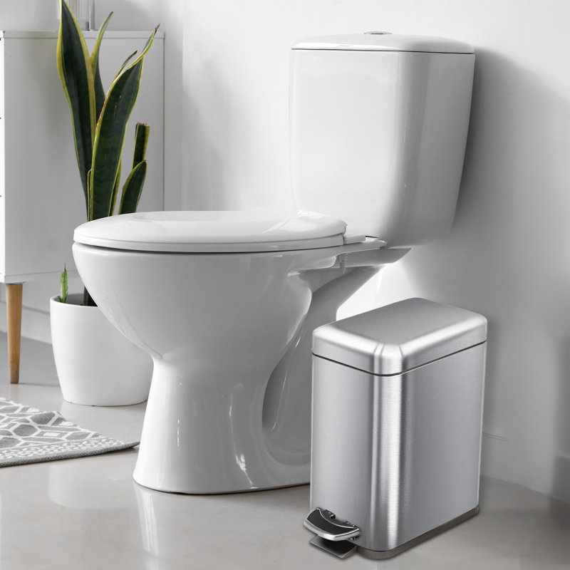Poubelle à pédale ronde en acier inoxydable, Acier Inoxydable, 5 L