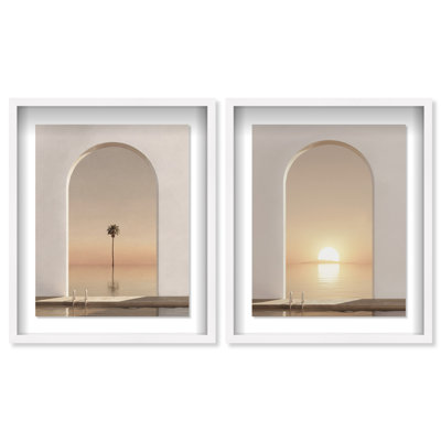 Coastal Window Set Shadowbox Landscape & Nature Print by Oliver Gal, Black Frame, 16 x 20