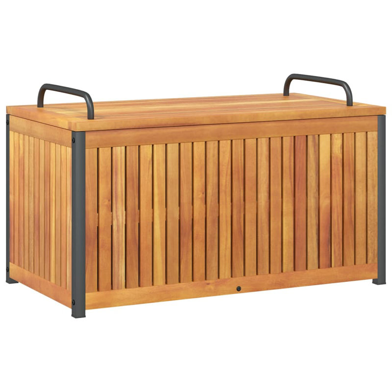 Acacia Solid Wood/Metal Cabinet Deck Box, 20.9" H x 33.5" W x 17.7" D