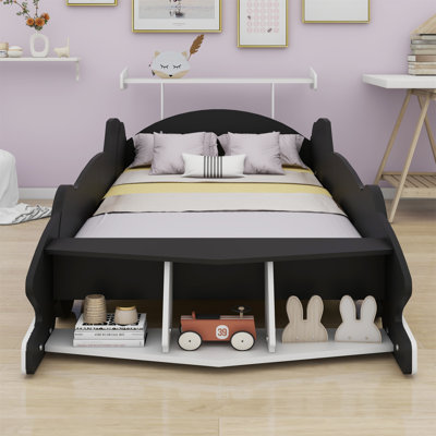 Race Car-Shaped Platform Bed With Wheels