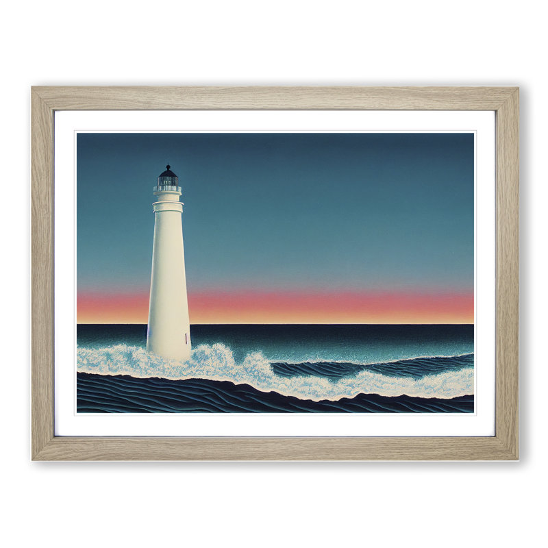 Special Lighthouse - Framed Print, 46cm H x 64cm W, Oak Frame