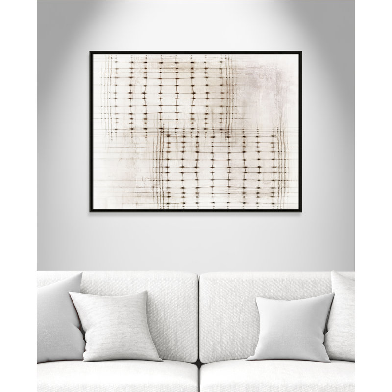 «Intersecting Lines in Quiet Neutralité I - Version paysage» par , Toile avec cadre, L 41,5 po x H 31,5 po, Flottant espresso