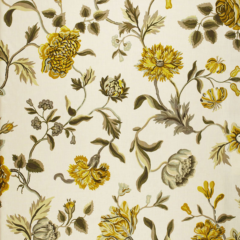 Avebury Floral Vine Fabric, Citrine