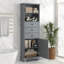 Grande armoire de rangement grise avec 3 tiroirs et tablettes réglables pour la salle de bain-389225762