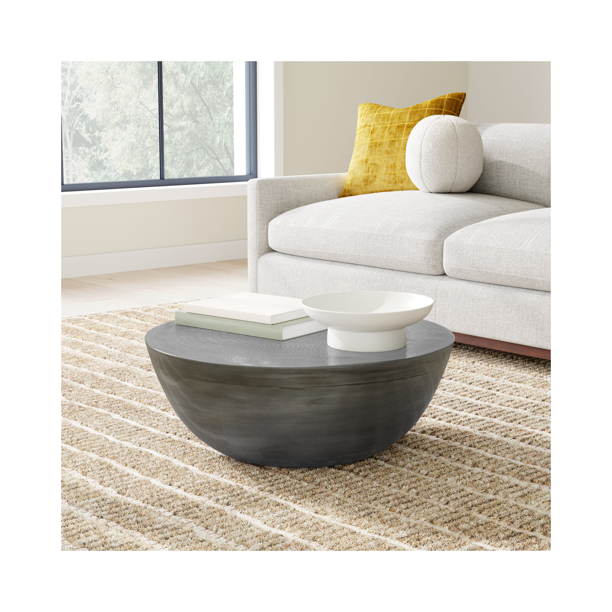 Hobbs Drum Coffee Table, Antique Nickel