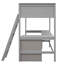 Lit mezzanine simple avec bureau de rangement et tablette - gris, transformez le décor de votre chambre à coucher, bois de pin, tablettes pratiques pour travailler
