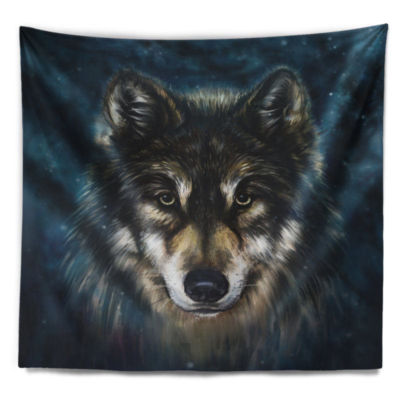Sourire tapisserie de loup Animal, H 32 po x l 39 po