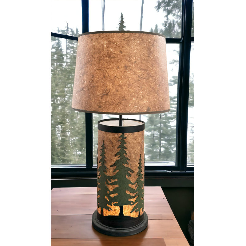 Lampe de table en pin robuste avec veilleuse