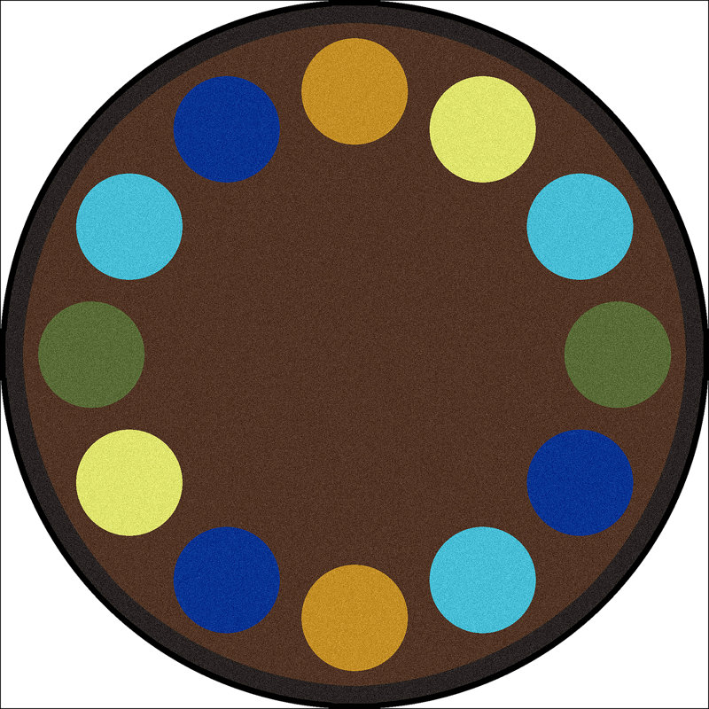 Tapis brun touffeté Lots of Dots, Rond 7 pi 7 po