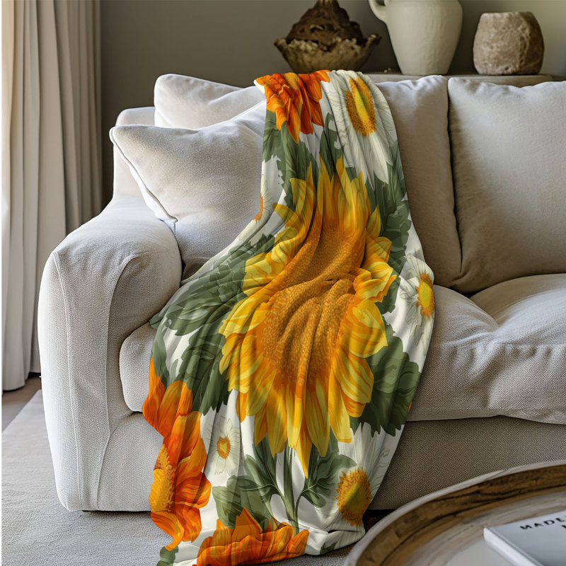 Sunburst Marigold Beauties - Jeté Sherp 1 pièce de qualité supérieure, L 60 po x L 80 po