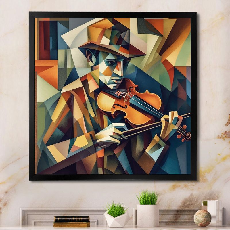 The Modern Violinist II - reproduction d'art sur toile, H 36 po x l 36 po x P 1,5 po, Cadre photo noir