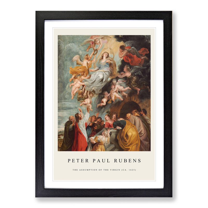 The Assumption of the Virgin by Peter Paul Rubens - Picture Frame Painting, 65cm H x 48cm W x 2cm D, Black Framed