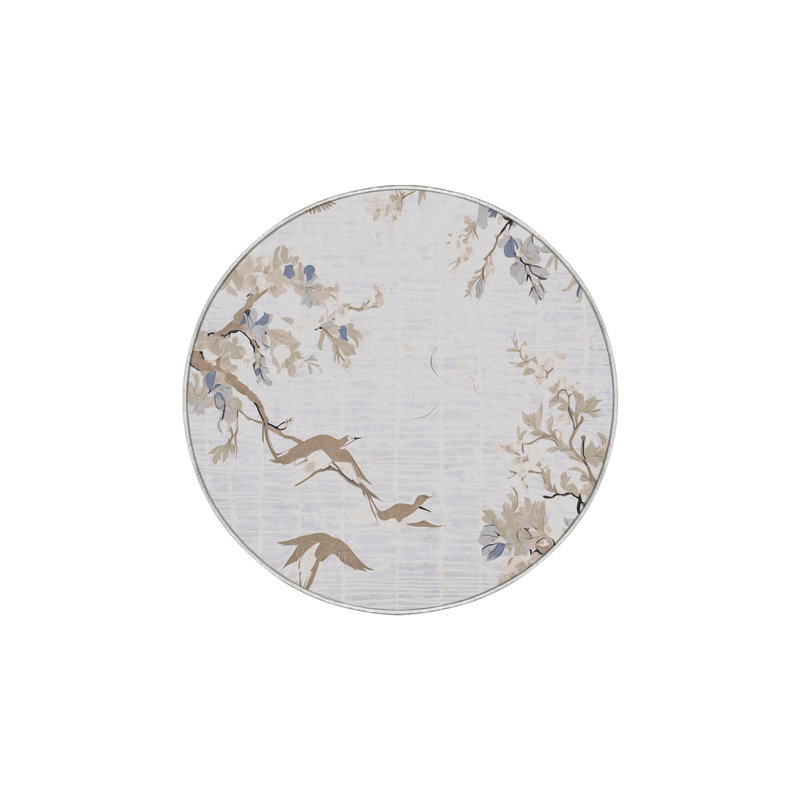 Tapis blanc soyeux et moelleux, Rond 4 pi
