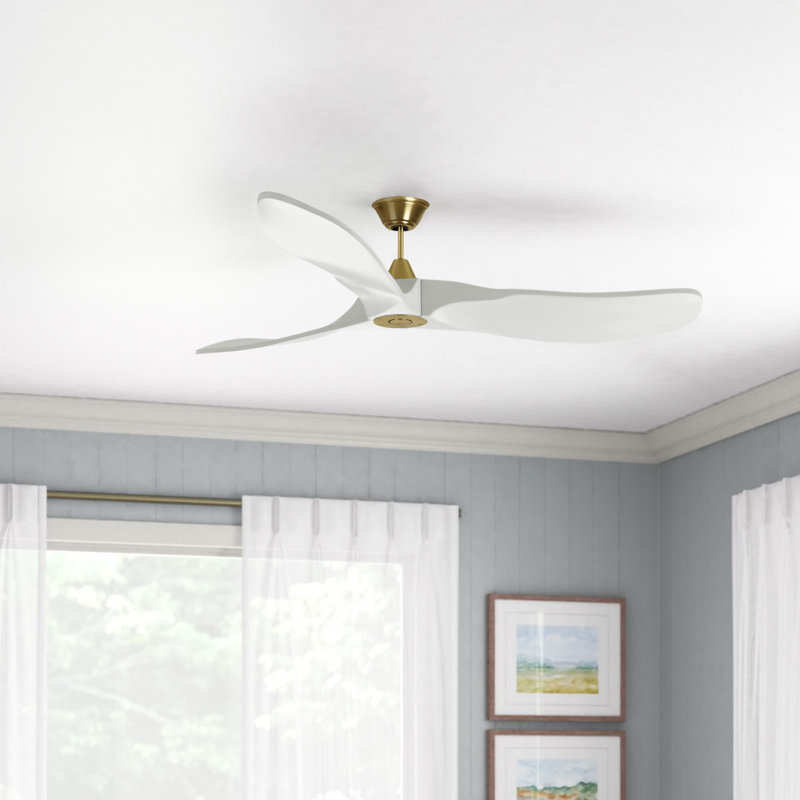 Ventilateur de plafond 3 pales avec télécommande Obsidian, Étain vieilli avec pales en chêne patiné, 60 pouces