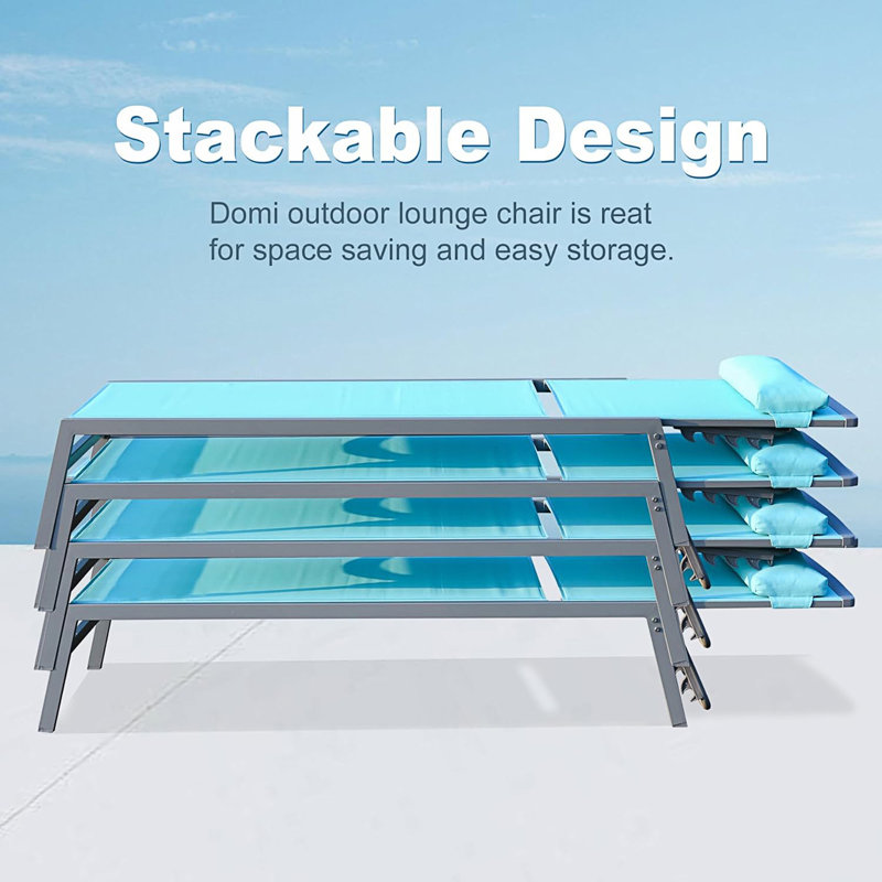 Ensemble de chaises longues de patio, 3 chaises de piscine réglables en aluminium, 2 chaises longues et 1 table
