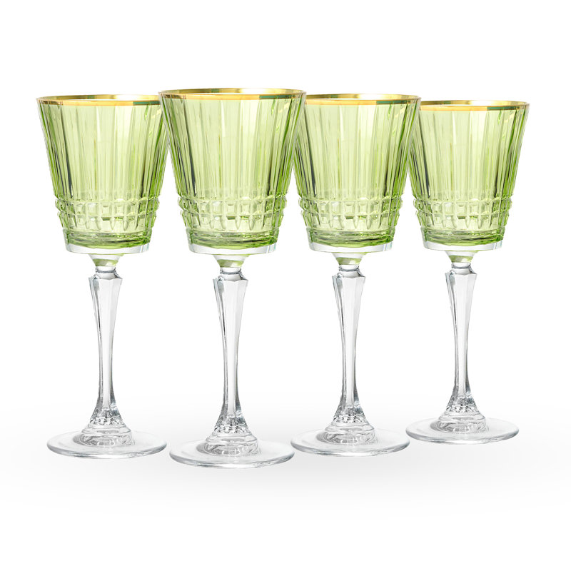Ensemble de 4 verres à vin Cristine, Vert
