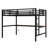 Metal  Loft Bed  with Power Outlet and LED Lighted, Space-Saving, Noise Reduced, Black-2121585902
