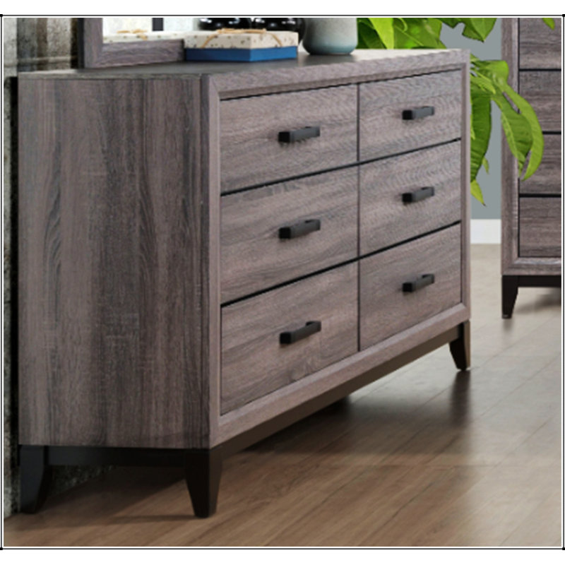 Commode 6 tiroirs Mirage Grey, Gris