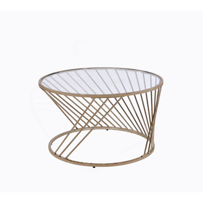 Table basse en verre transparent avec finition champagne Bluelipe