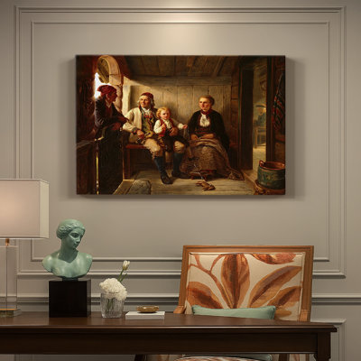 Adolph Tidemand "Interior of a Norwegian Cabin / Grandfather's Memories" - Museum Quality Gallery Wrapped Canvas Wall Art