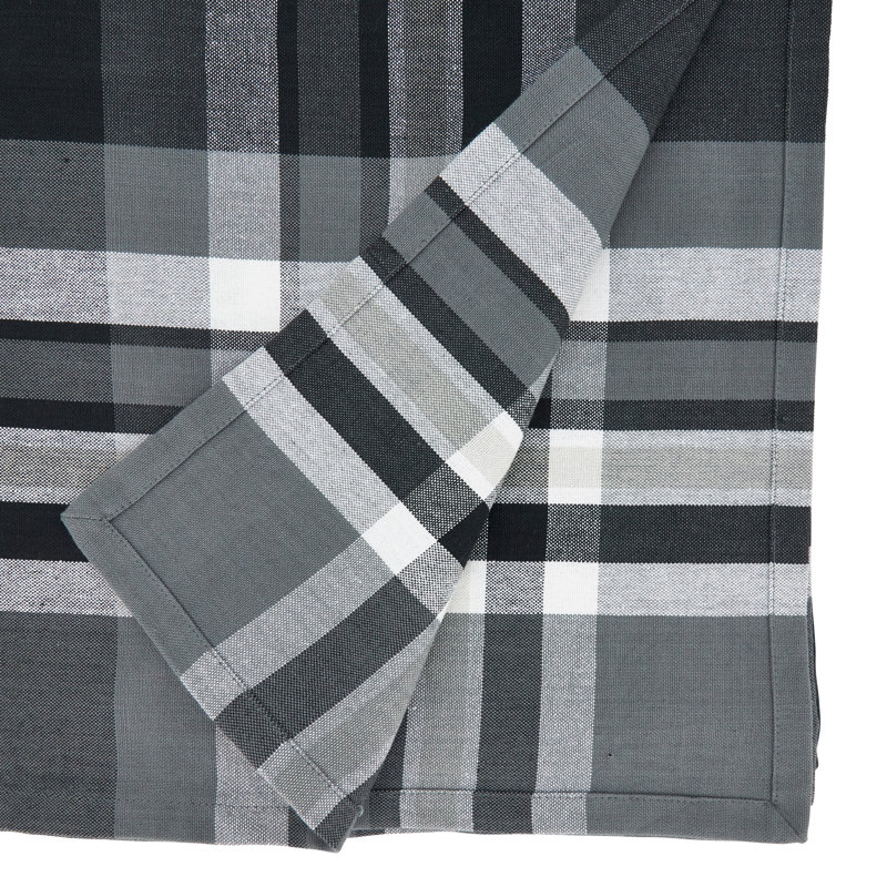 Black Cotton Rectangular Tablecloth with Striped Border