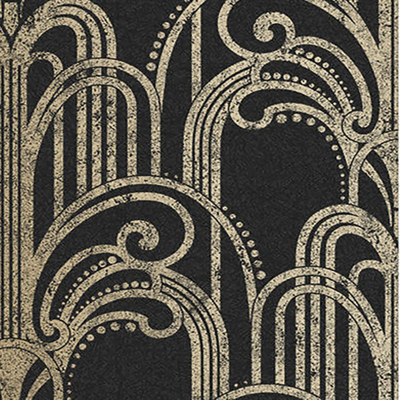 Damask Metallic Wallpaper Roll, Black/Gold
