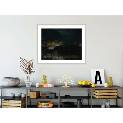 «Approche du pont la nuit» par George Wesley Bellows - impression giclée encadrée