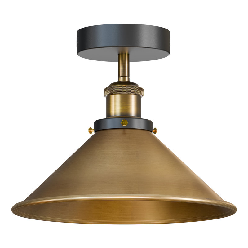 Semi Flush Mount, Yellow Brass, Black