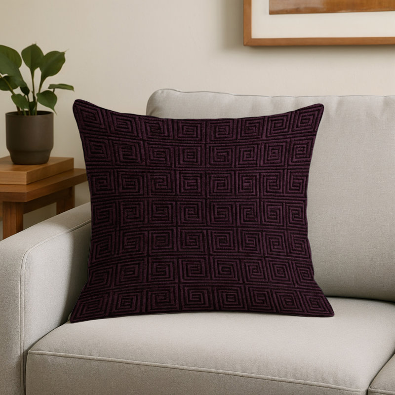 Coussin décoratif intérieur et extérieur beige Trellis, Treillis noir 359, Carré Carré 16 po