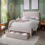 Cadre de lit double 1 pièce de style contemporain avec tiroir de rangement en velours côtelé rose clair