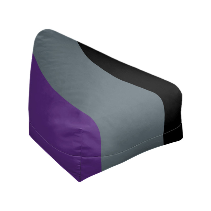 Sacramento Bean Bag Chair & Lounger, 27" x 27" x 30", Purple/Slate Gray/Black