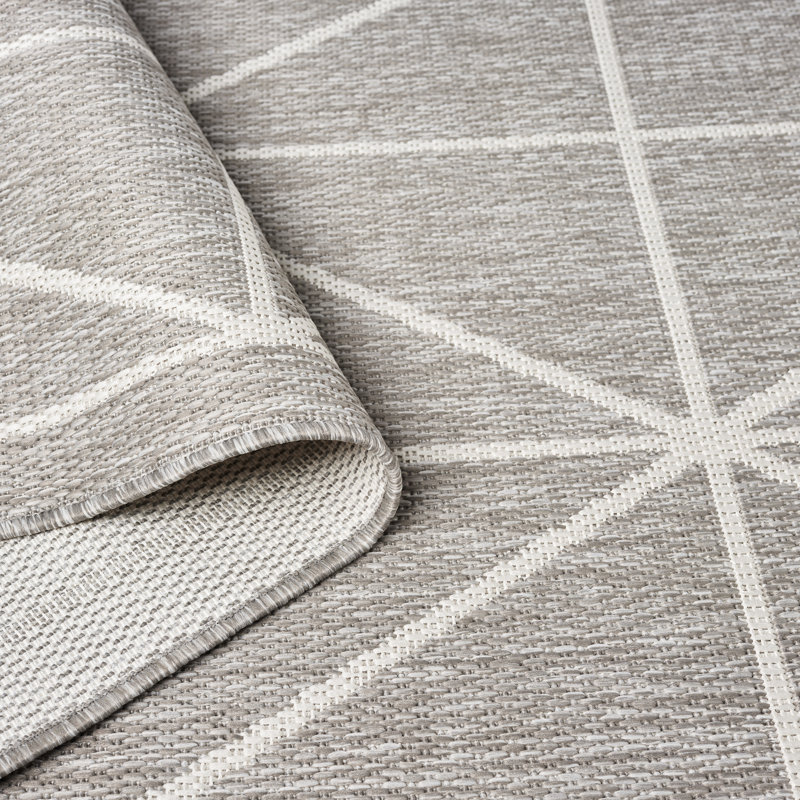 Patio Country Geometric Area Rug, Grey/Cream, 7'10"x10'2"