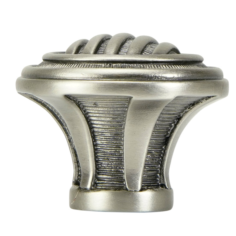 RIBBED KNOB; ANTIQUE NICKEL, Silver