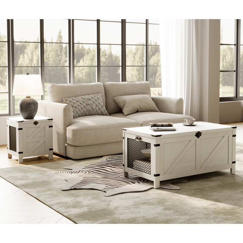 Ensemble de table d'appoint et de table basse à quatre pieds avec rangement Vita