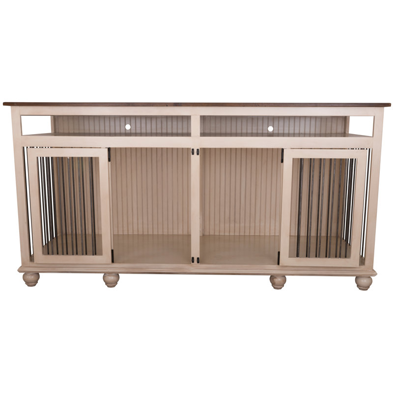 Alethea Wood Furniture Style Crate with 2 Doors, European Ivory/Caribbean Rum