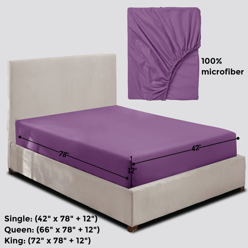 Javiyon Flannel Brushed Fitted Sheet, King, Purple