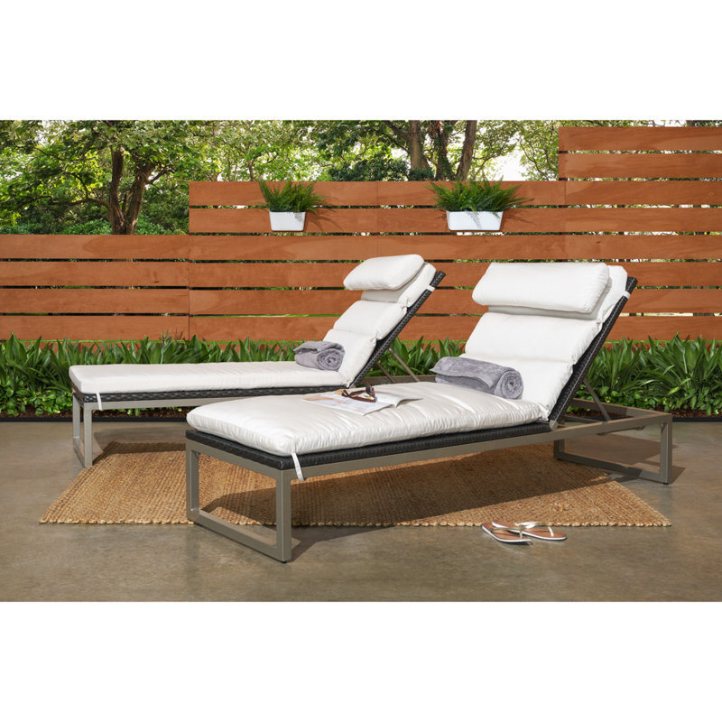 Milo Outdoor Chaise Lounge, Charcoal Grey Sunbrella®, Gray