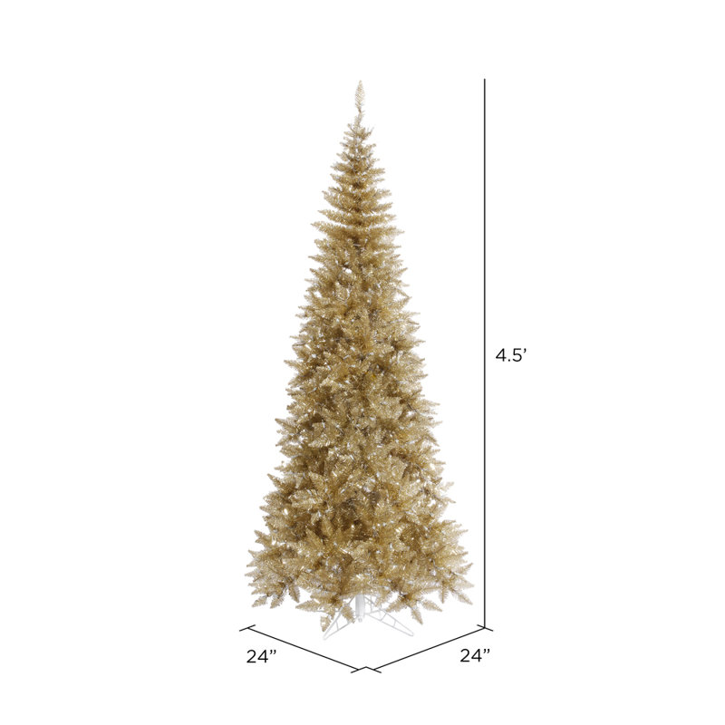 Sapin de Noël artificiel champagne 4,5 pi avec base Tinsel