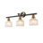 3-Light Black and Gold Bathroom Vanity Light with Clear Glass Shades