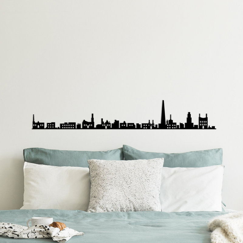 Élégant accessoire mural en métal noir décoratif, 47,2 po x 0,6 po x 7,5 po | Fabrication 100% métal, épaisseur: 0,06 po | Fixation murale facile avec support arrière | Parfait pour la décoration de la maison ou du bureau, design moderne