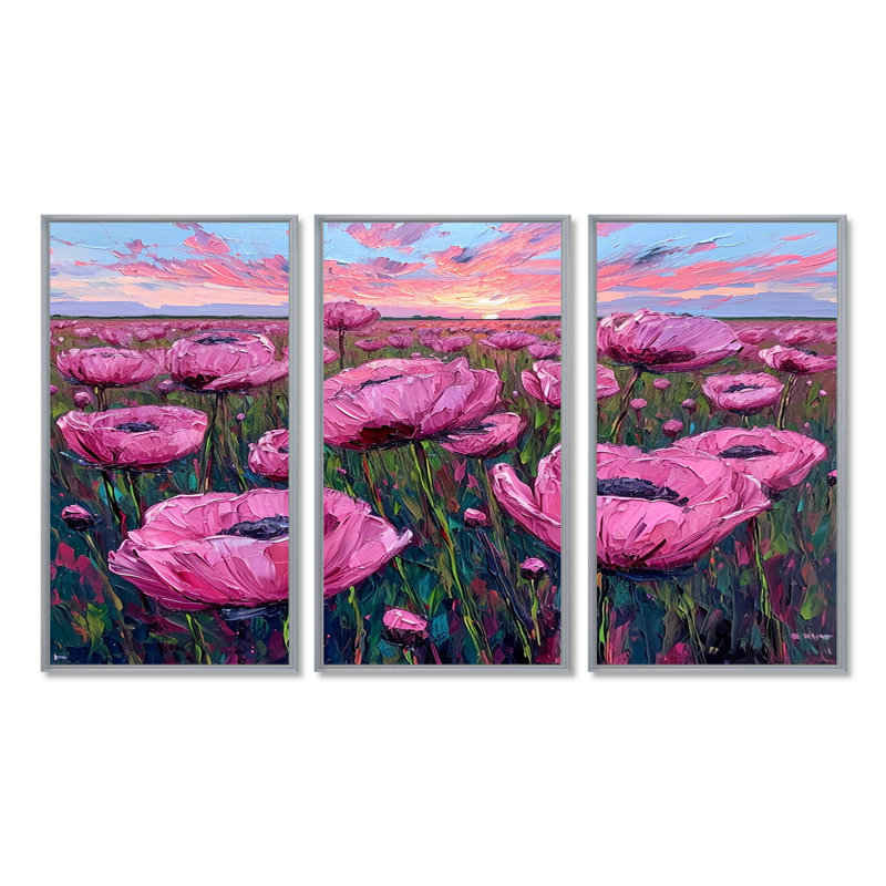 Ensemble d'art mural Northbridge - Tulipes, Encadrement argenté, H 28 po x l 36 po x P 1 po