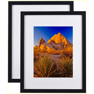 Cadre photo noir en panneau de fibres à densité moyenne 16 po x 20 po, présentoir mural, paquet de 2 pour photos, œuvres d'art et certificats