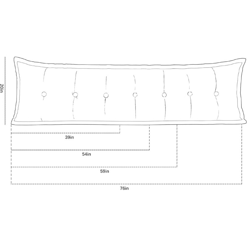 Large Linen Headboard Backrest Reading Body Pillow, Gray, 20" x 76"