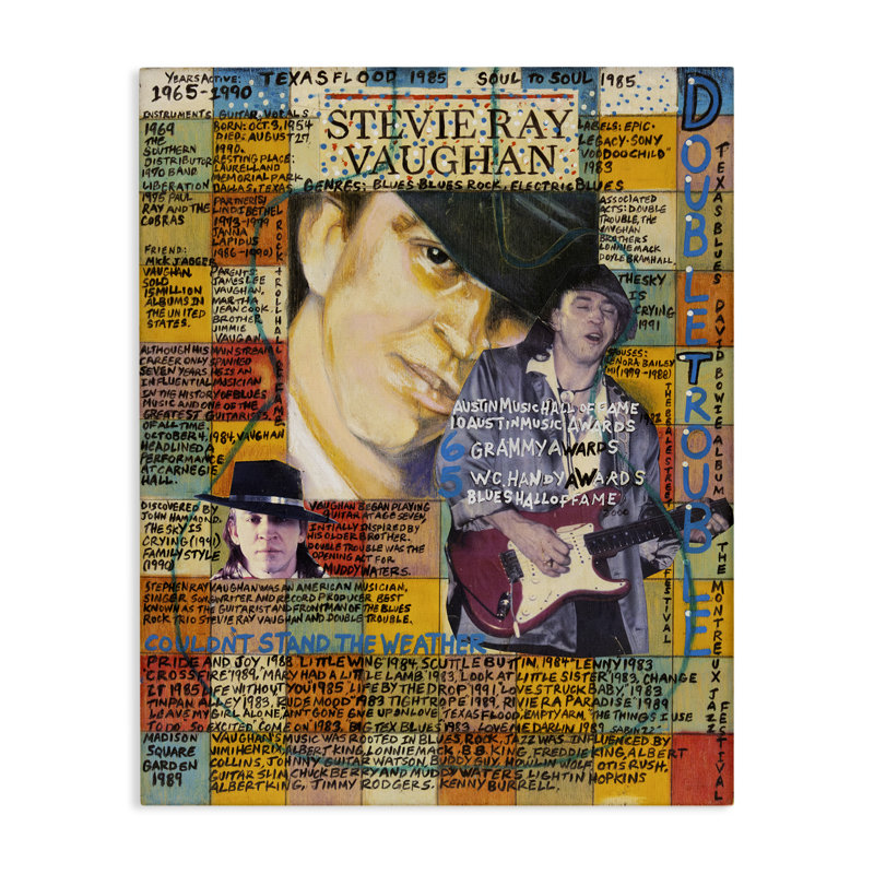 Stevie Ray Vaughan Collage Canvas Wall Art by Sabin, 30" H x 24" W
