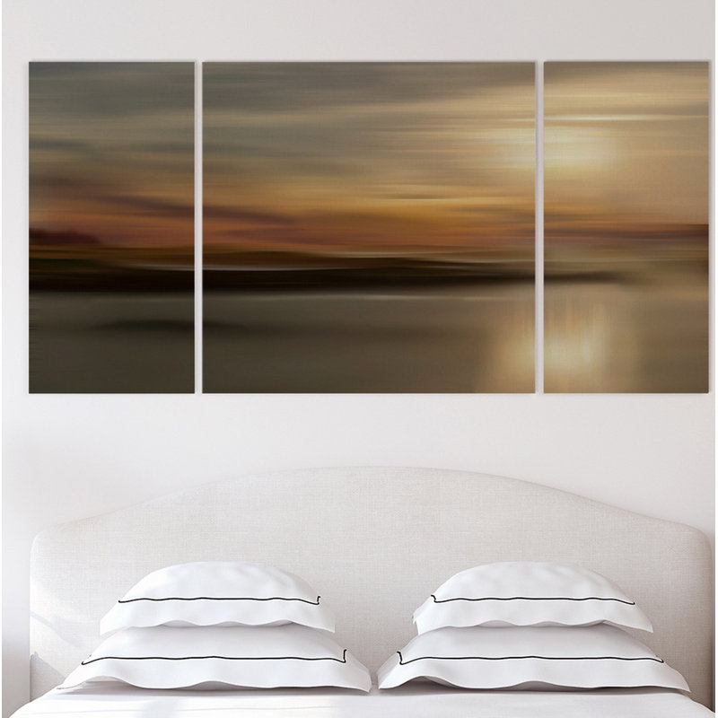 Mystic Lake - ensemble de 3 reproductions sur toile, H 40 po x l 80 po x P 1,5 po